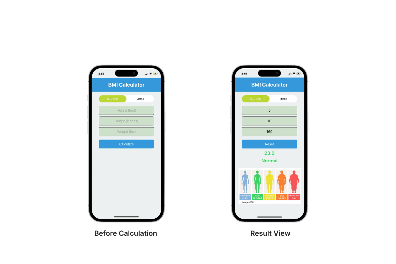 BMI Calculator App Screenshot